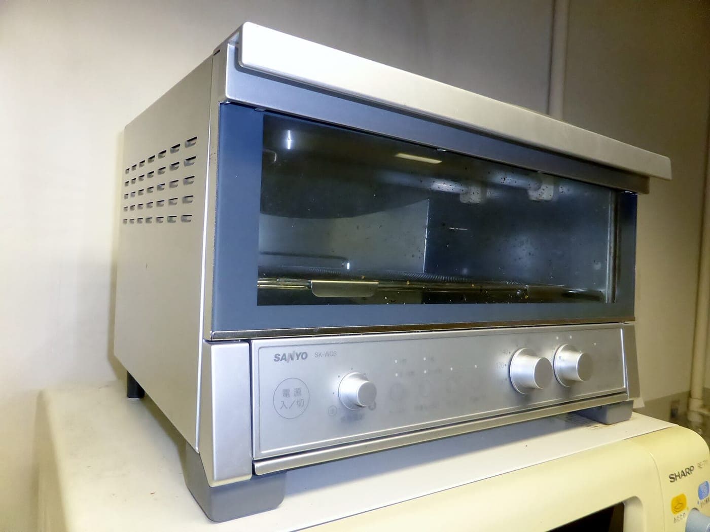 Countertop toaster oven on a kitchen surface