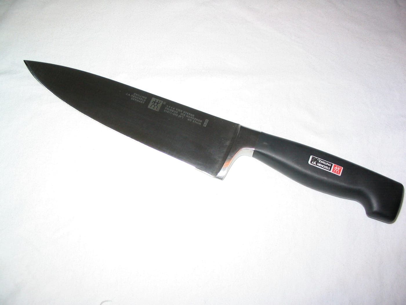 Eight-inch chef's knife on a work surface